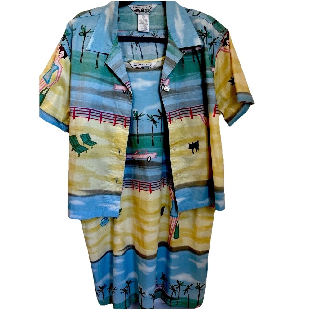 Vintage Dress And Shirt Set Cotton & Spandex Large/xlg